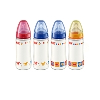 Бутылочка для кормления "First Choice", стеклянная с силиконовой соской, 240 мл, от 0 до 6 месяцев, в ассортименте артикул 7141a.