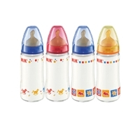 Бутылочка для кормления "First Choice", стеклянная с латексной соской, 240 мл, от 0 до 6 месяцев, в ассортименте артикул 7143a.