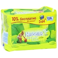 Влажные салфетки для детей "Huggies Ultra Comfort", 2х64 шт артикул 7074a.